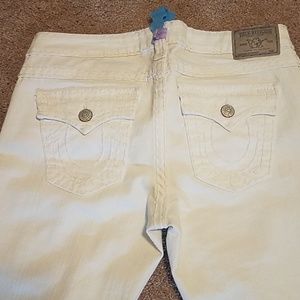 True Religion cropped white jeans, worn once